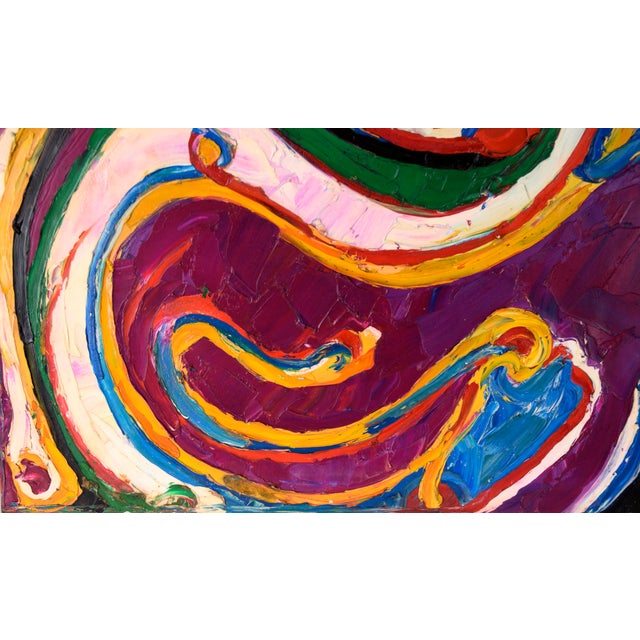 Heavily Textured Abstract Expressionist Composition in Oil on Canvas by Harald Dry Schmidt For Sale In Monterey, CA - Image 6 of 9