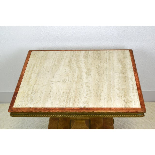 Vintage Italian Style Square Coffee Table Removable Marble Top With Bun Feet For Sale - Image 4 of 10