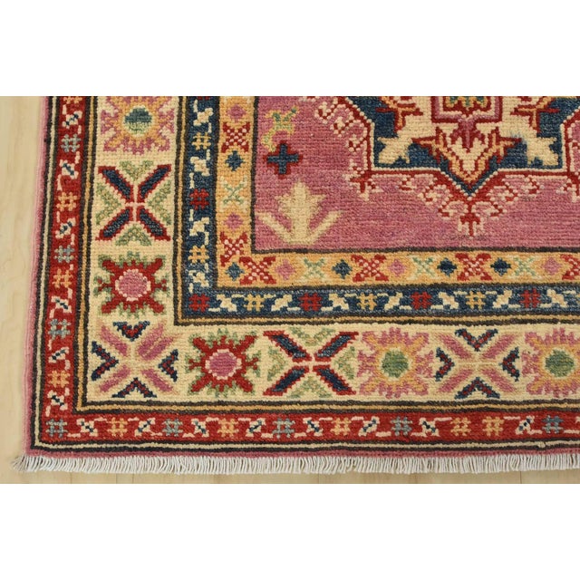 Kazak Runner 2’9” X 9’10” Pink Wool Tribal Hand-Knotted Oriental Rug For Sale - Image 10 of 13