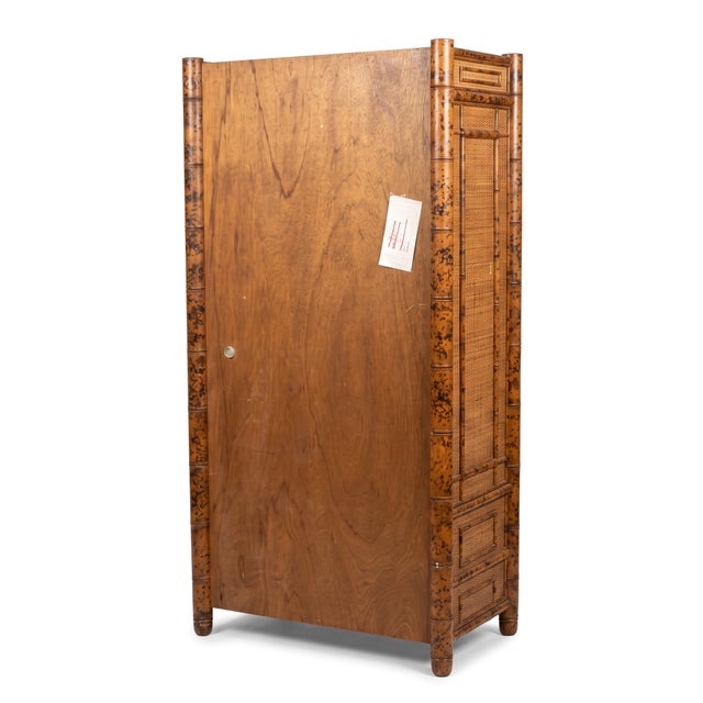 Bloomingdale's Italian Bloomingdale’s Victorian Aesthetic Movement Style Burnt Bamboo Cabinet Armoire Linen Press For Sale - Image 4 of 8