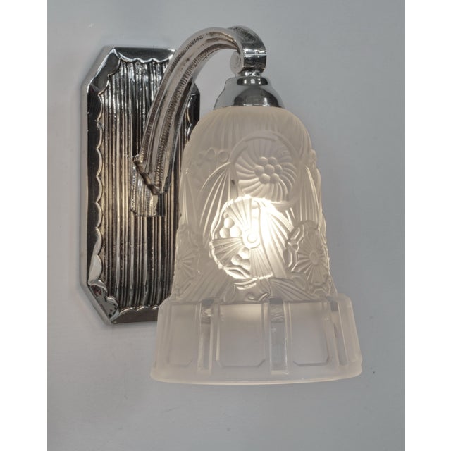 Silver A Pair of French Art Deco Wall Sconces by Hettier Et Vincent 1920s France - 2 Pairs Available For Sale - Image 8 of 13