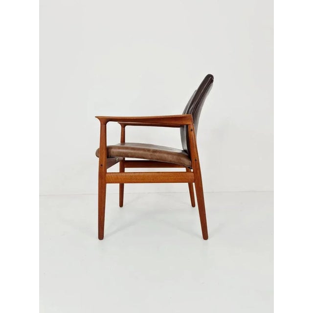Danish Teak and Leather Chair by Grete Jalk for Glostrup Möbelfabik, 1960s For Sale - Image 3 of 12