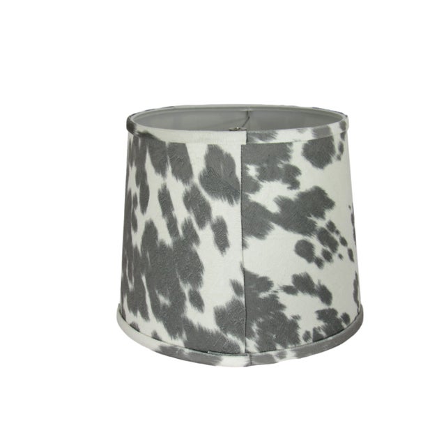 Modern 12" Gray Faux Cowhide Drum Lamp Shade For Sale - Image 3 of 4