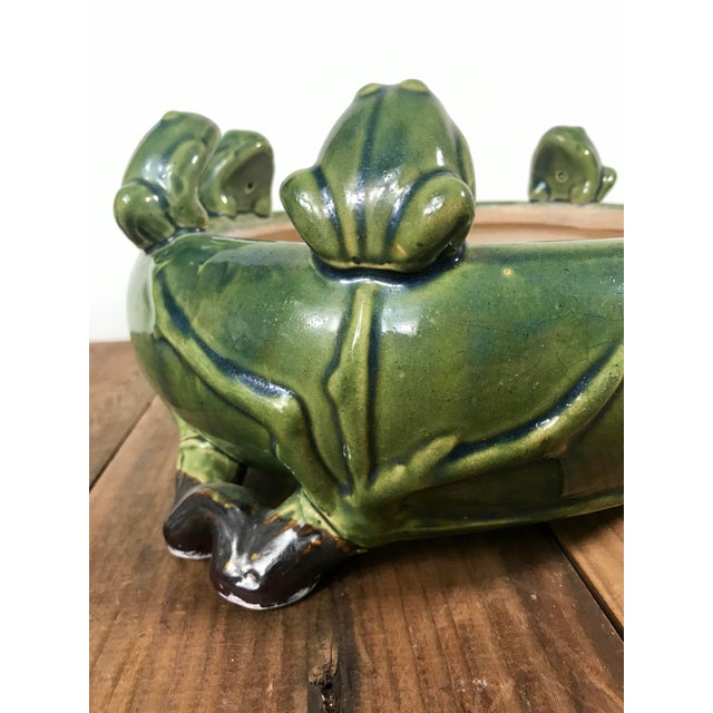 MidCentury Ceramic Majolica Glazed Frog Bowl Chairish
