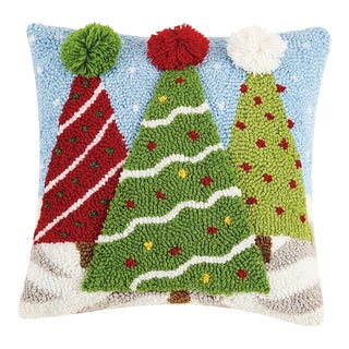 3D Christmas Trees Hook Pillow 14" x 14" For Sale