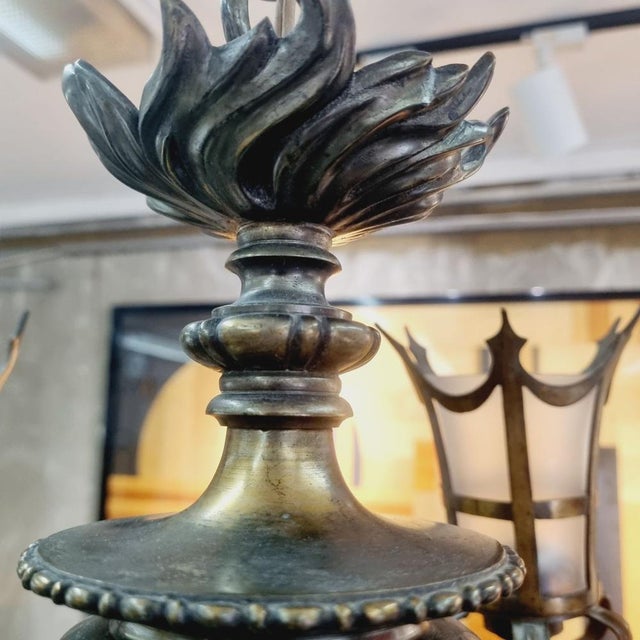 Antique Flemish Bronze Chandelier, 1920s For Sale - Image 11 of 13