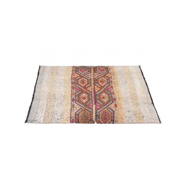 Mid-Century Modern Vintage Decorative Turkish Kilim Rug - 4`1″ X 5`3″ For Sale - Image 3 of 6