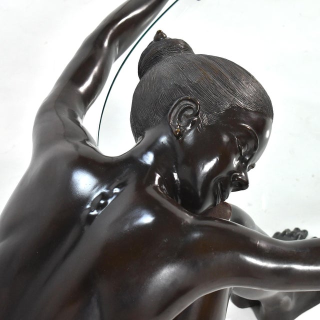 Metal Bronze Nude Figure Coffee Table For Sale - Image 7 of 12
