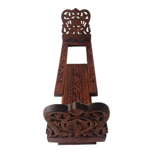 ​Mid-Century Hand-Carved Sheesham Wood Expanding Book Slide - Anglo-Indian