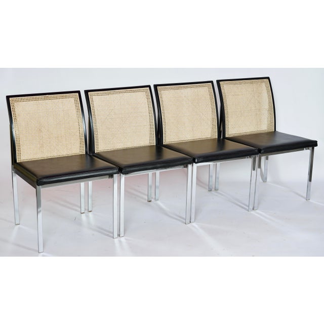 Vintage Paul McCobb for Lane Cane-Back Dining Chairs in Rosewood & Chrome & Newly Caned Backs - Set of 6 For Sale - Image 11 of 14