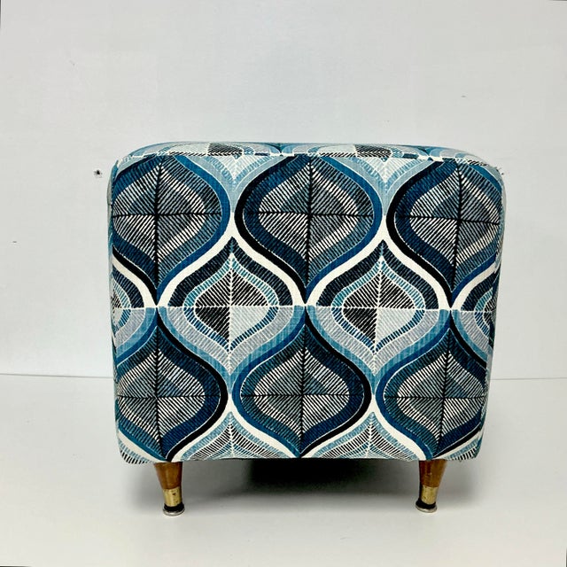 1960s Mid-Century Modern Boho Chic Abstract Low Stool or Bench, Newly Upholstered. For Sale - Image 9 of 9