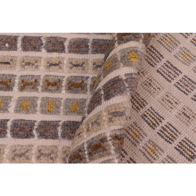 Textile Nomadic Gray/Blue High Low Wool&Silk Rug - 7'10'' X 10'1'' For Sale - Image 7 of 9
