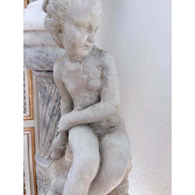 Traditional Vintage Classical Seated Maiden Cement Garden Statue – 24” For Sale - Image 3 of 8