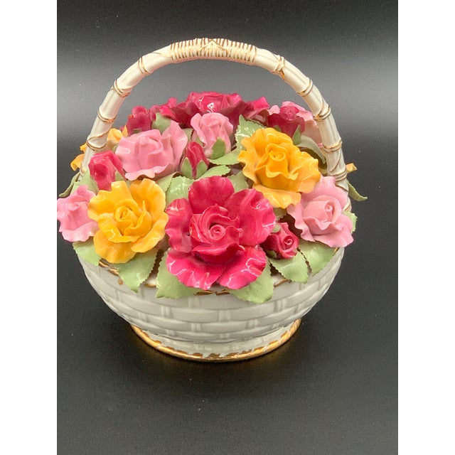 English Royal Albert Musical Basket 'Old Country Roses' For Sale - Image 3 of 5