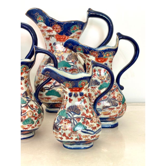 Imari Porcelain Victorian Imari Style Ironstone Pitchers, Set of 5 For Sale - Image 4 of 8