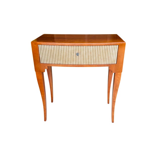 Vintage Baker Furniture French Regency Side Tables, Pair | Mid-Century Cherry Demilune Nightstands With Gilt Reeded Drawers For Sale - Image 10 of 15