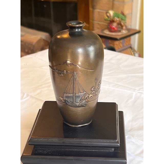 Antique Shakudo Vase by Yamamoto Koken For Sale - Image 4 of 9