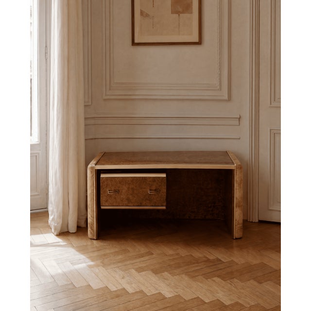 Vintage Sideboard in Elm Burl and Brass, 1960s, in Very Good conditions. Designed 1960 to 1969