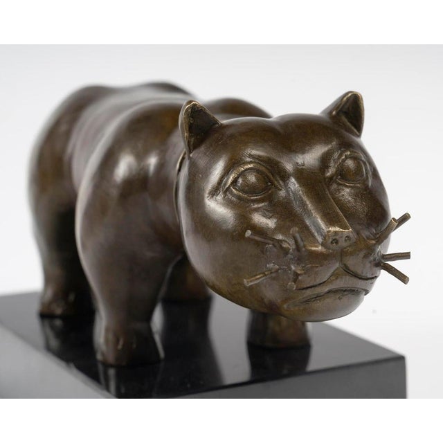 Sculpture of a Cat, Bronze on Marble Base, 20th Century. For Sale - Image 11 of 12