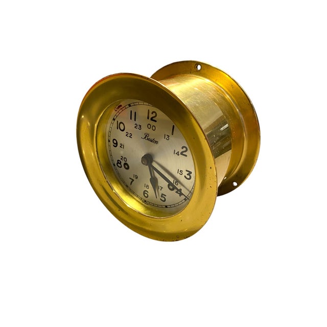 Metal Chelsea Boston Ship's Bell Mechanical Porthole Clock For Sale - Image 7 of 11