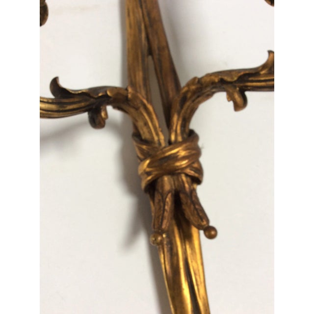 1920s Gilt Bronze Bow Sconces - A Pair For Sale - Image 9 of 10
