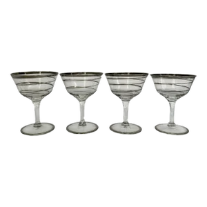 Vintage Silver-Tone Swirl Coupes - Set of 4