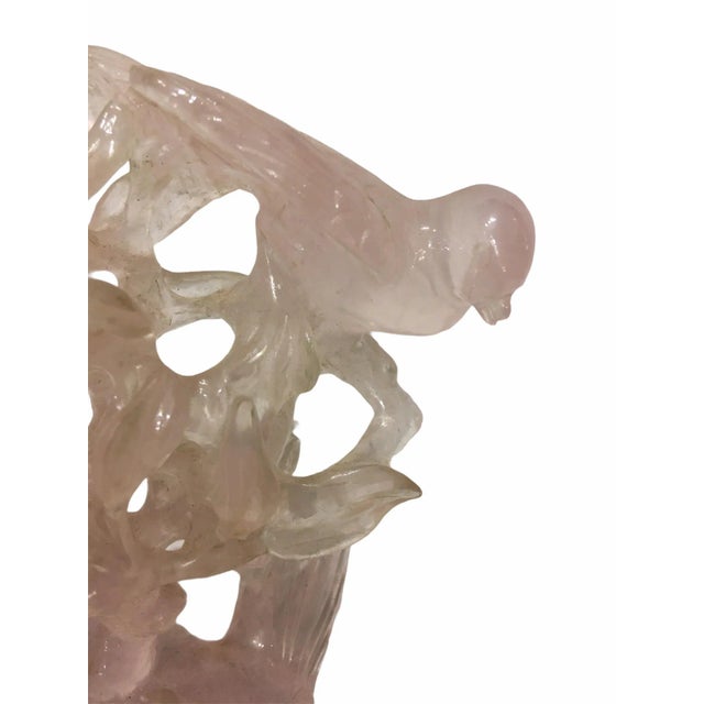 Rose Chinese Carved Rose Quartz Sculpture For Sale - Image 8 of 11