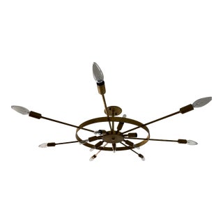 Custom Thomas Hayes Brass Wheel Chandelier For Sale