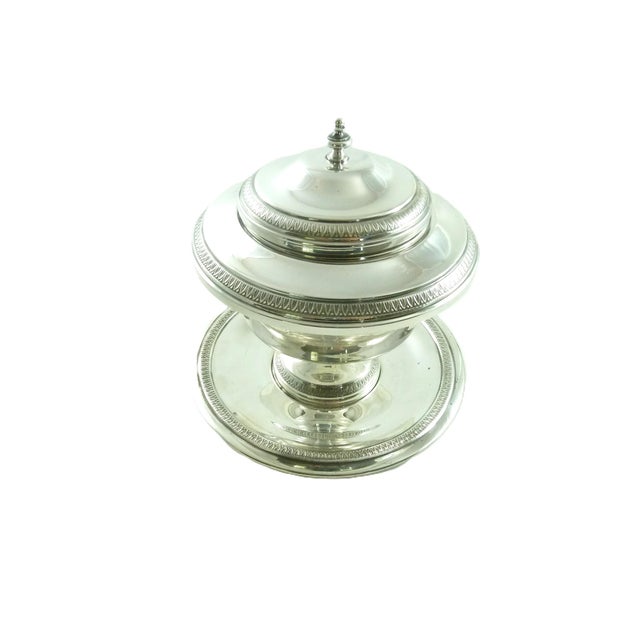Silver Mid 20th Century French Silver Plate Caviar Server | Glass Liner | 5 Piece Set For Sale - Image 8 of 10