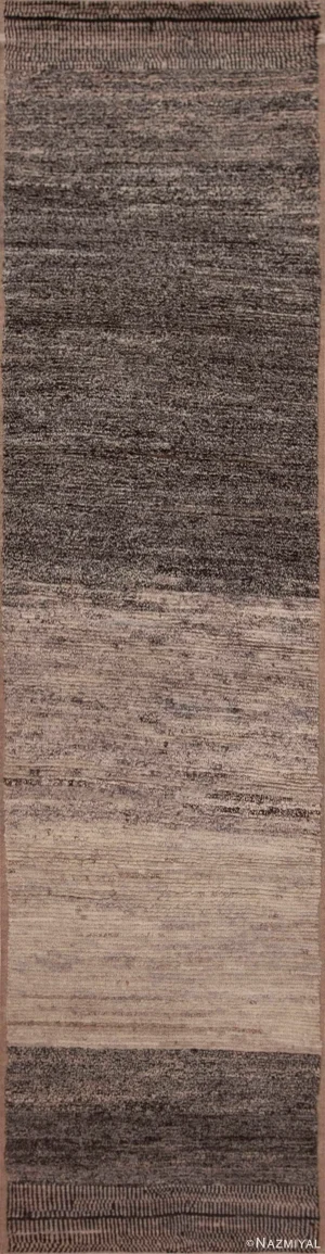 Nazmiyal Collection Modern Neutral Abstract Abrash Runner Rug