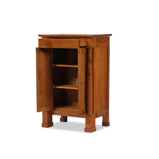 Small sideboard, France, circa 1800/1810; cherry and walnut; one drawer above the two doors; restored; hand-polished with...