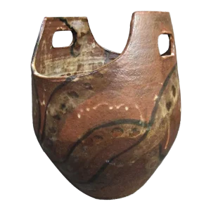 Handcrafted Stoneware Abstract Glaze Design Vessel by Nancy Pawel, San Antonio, Texas