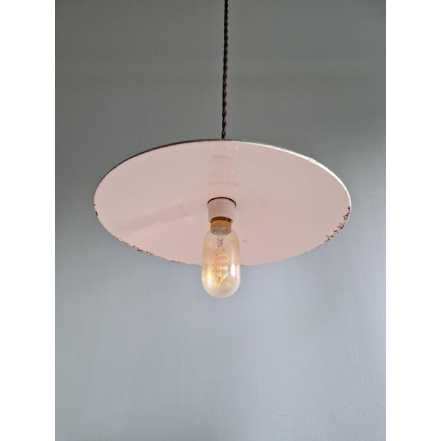 Vintage Industrial Pendant Lights in Green Enameled Sheet Metal and Porcelain, 1940s, Set of 3 For Sale - Image 12 of 18