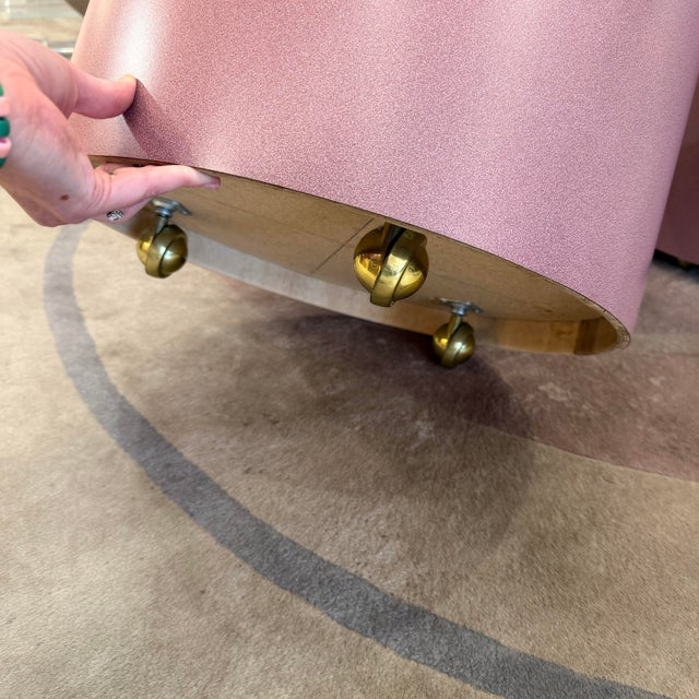 Pair of Vintage 1980’s Rolling Mauve Laminate Drum Side Tables For Sale In New York - Image 6 of 8