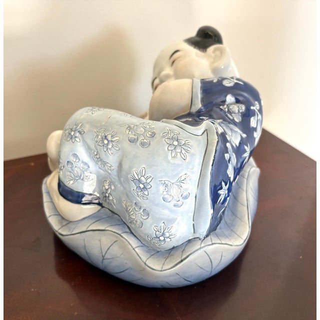 Chinese Chinese Sleeping Man Ceramic Figurine For Sale - Image 3 of 5