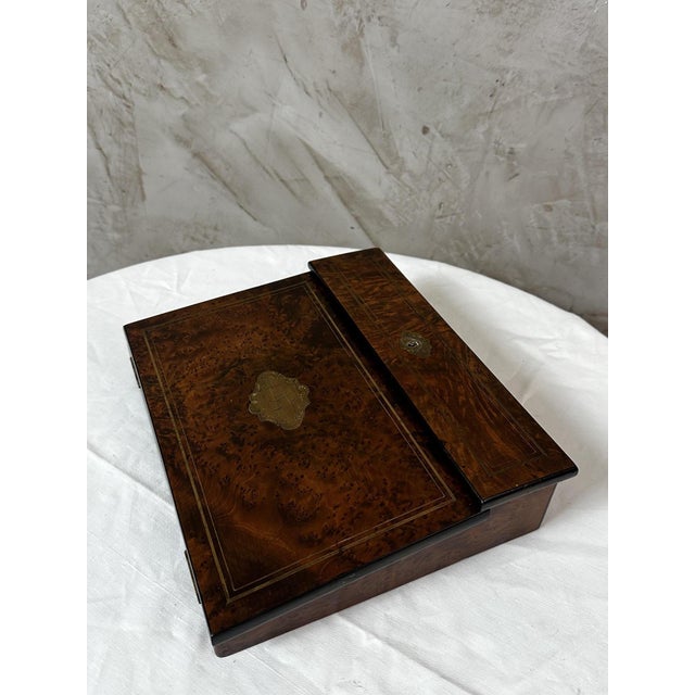Wood Napoleon III Secretariat in Burr Walnut, 1880 For Sale - Image 7 of 14