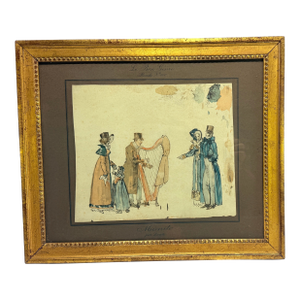 Le Bon Genre, Planche No. 100: "Mounito" by Louis-Marie Lanté 19th C. Watercolor