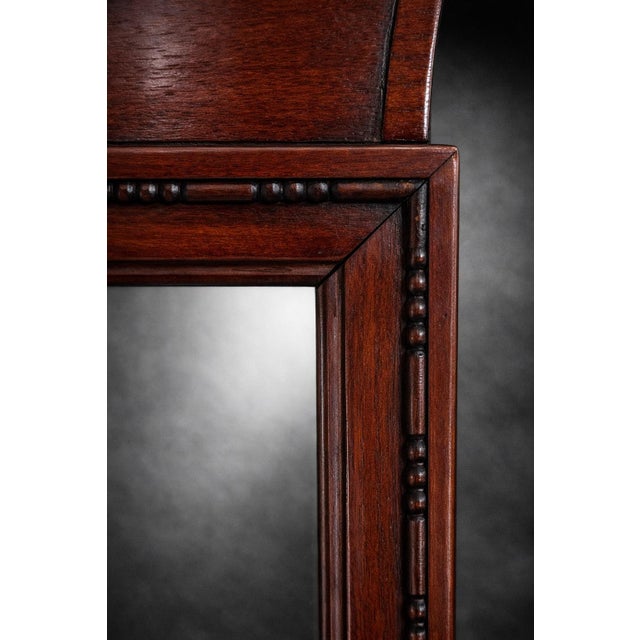 Wood Vintage Chinoiserie Pagoda Crest Mahogany Wall Mirror With Fretwork Panel – Mid Century Hollywood Regency For Sale - Image 7 of 8