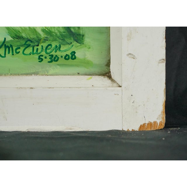 Hand Painted Landscape Reclaimed Window Wall Art For Sale - Image 12 of 16