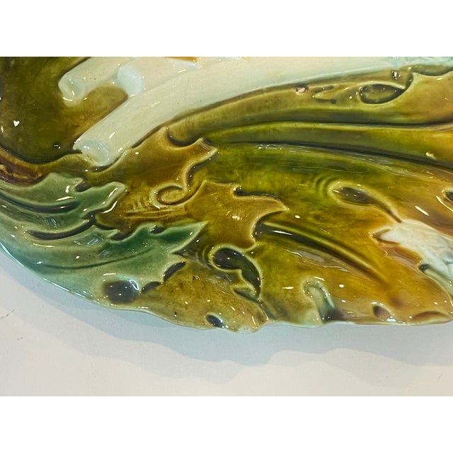 Green French Majolica Asparagus Dish, c.1890 For Sale - Image 8 of 11