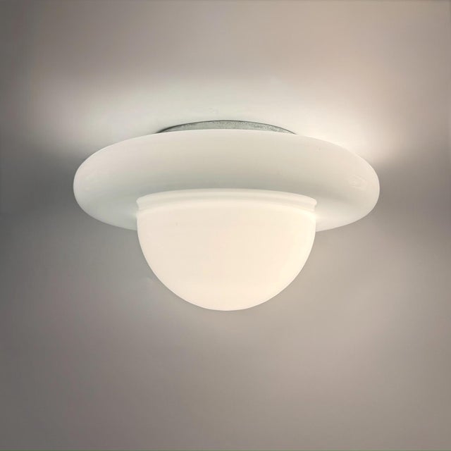 Space Age UFO Ceiling Lamp in White Opaline Glass, Italy, 1970s For Sale - Image 15 of 15