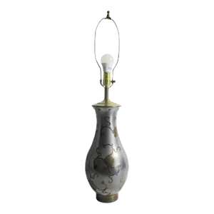 Chinese Mid Century Pewter and Brass Vase Mounted as a Lamp