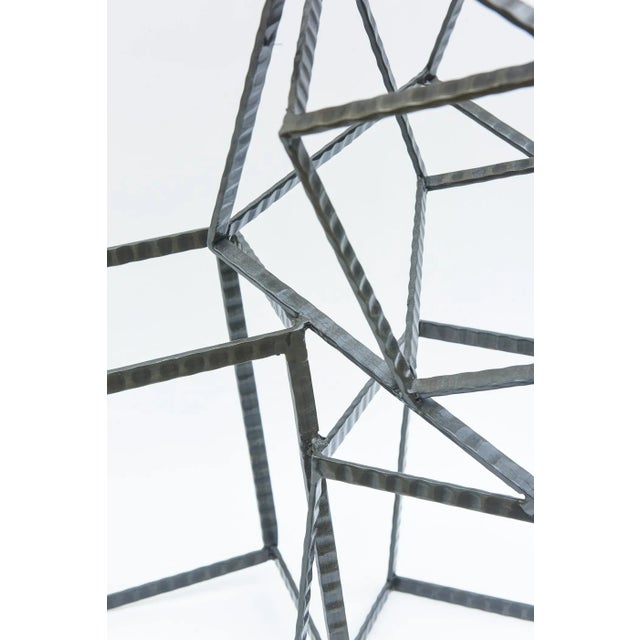 Monumental Steel Cube Stacked and Angled Tall Sculpture For Sale - Image 4 of 11
