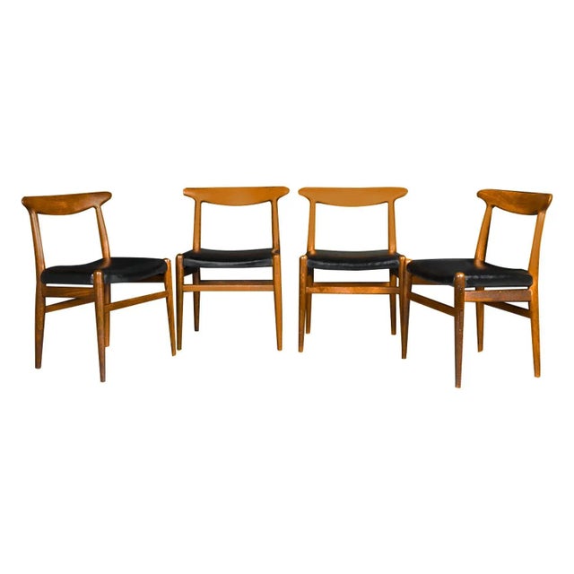 Mid Century Danish Hans Wegner W2 Teak Chairs - Set of 4 For Sale - Image 12 of 12