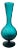 Italian Empoli Teal Turquoise Blue Optic Swirl Vase 13” Pedestal Base Art Glass For Sale
