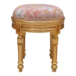 1960s Pink Footstool in Gold Leaf Stool Small Chair For Sale