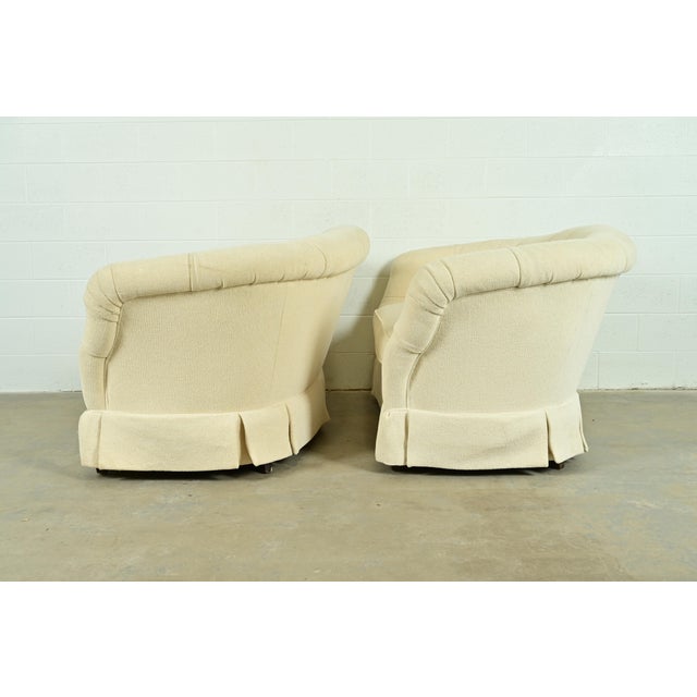 Baker Furniture Mid-Century Hollywood Regency Tufted Sofas or Loveseats, Pair For Sale - Image 11 of 13