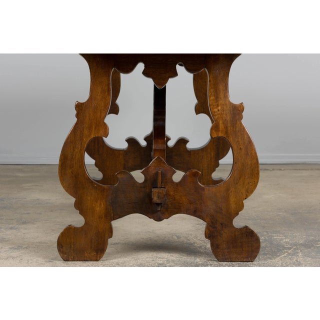 Antique Spanish Renaissance Revival Walnut Trestle Dining Table For Sale - Image 13 of 16