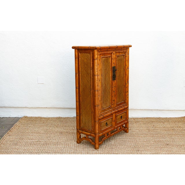 Vintage Faux Bamboo & Cane Cabinet For Sale - Image 9 of 10