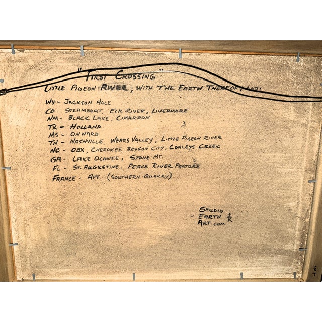 Late 20th Century Original M. Albritton Jr Earth Pigment Painting "First Crossing" Little Pigeon River, Nc Studio Earth Art For Sale - Image 10 of 16
